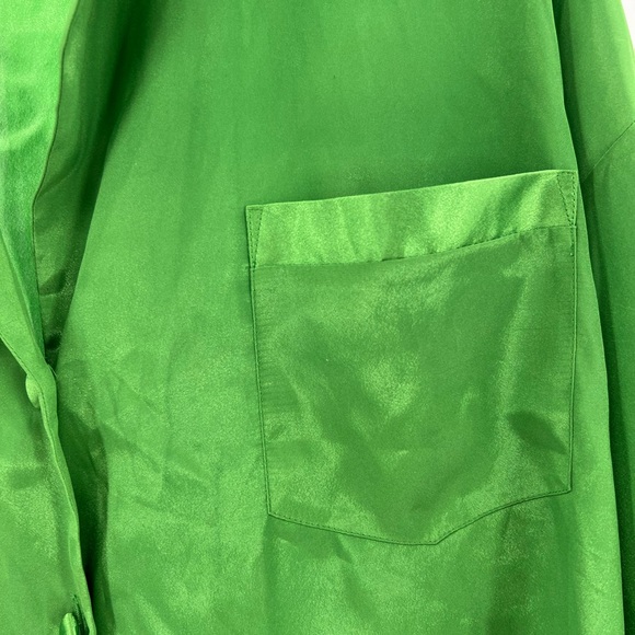 Victoria’s Secret kelly green silky S pajama top sleep casual long sleeve button - Picture 4 of 9